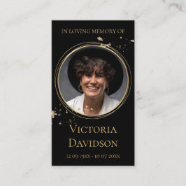 Memorial Funeral Fotogebed Gouden ronde Lijst Visitekaartje