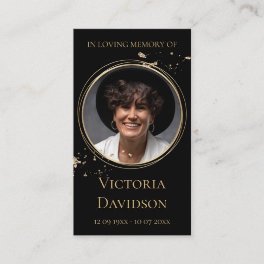 Memorial Funeral Fotogebed Gouden ronde Lijst Visitekaartje (Voorkant)