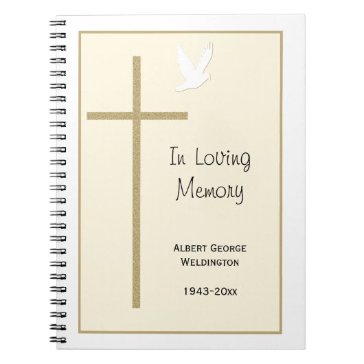 Memorial Funeral Gastenboek Notitieboek Cross Dove (Voorkant)