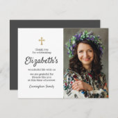 Memorial Funeral  Gold Cross Foto Bedankkaart (Voorkant / Achterkant)