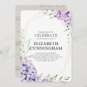 Memorial Funeral Hydrangea Lila Floral Geometric Kaart (Voorkant / Achterkant)