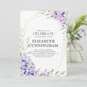 Memorial Funeral Hydrangea Lila Floral Geometric Kaart (Staand voorkant)