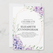 Memorial Funeral Hydrangea Lila Floral Geometric Kaart (Voorkant)