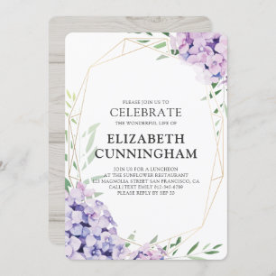 Memorial Funeral Hydrangea Lila Floral Geometric Kaart