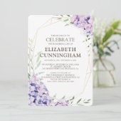 Memorial Funeral Hydrangea Lila Floral Geometric Kaart (Staand voorkant)