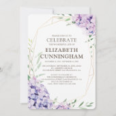 Memorial Funeral Hydrangea Lila Floral Geometric Kaart (Voorkant)