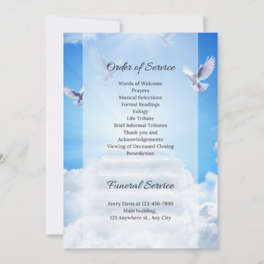 Memorial Funeral Kaart Invitation Design (Achterkant)