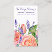 Memorial Funeral Kaart Lavender Peach Rozen Contactkaartje (Voorkant)