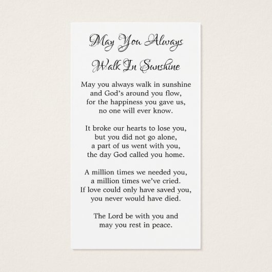 Memorial Funeral Kaart Owl Sunflower (Achterkant)