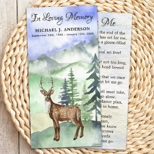 Memorial Funeral Kaart Woodland Deer Hunter