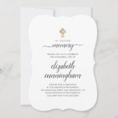 Memorial Funeral Minimalist met Faux Gold Cross Kaart (Voorkant)