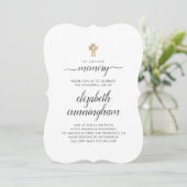 Memorial Funeral Minimalist met Faux Gold Cross Kaart (Staand voorkant)