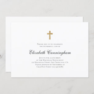 Memorial Funeral Minimalist met Faux Gold Cross Kaart