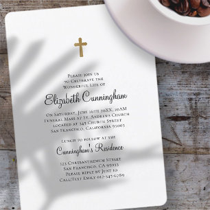 Memorial Funeral   Minimalistisch met Faux Gold Cr Kaart