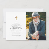 Memorial Funeral Modern and Simple Cross Photo Bedankkaart (Voorkant)