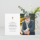 Memorial Funeral Modern and Simple Cross Photo Bedankkaart (Staand voorkant)