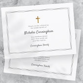 Memorial Funeral Modern Cross Simple Lijst Bedankkaart