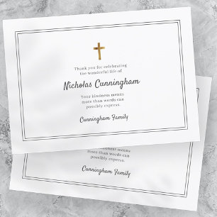 Memorial Funeral Modern Cross Simple Lijst Bedankkaart