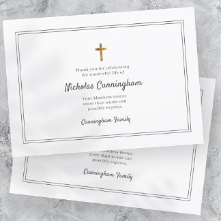 Memorial Funeral Modern Cross Simple Lijst Bedankkaart