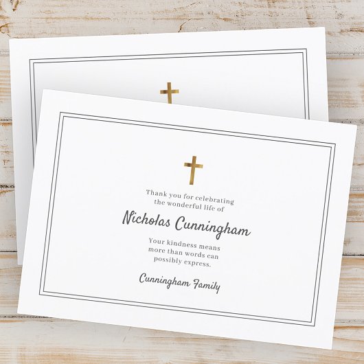 Memorial Funeral Modern Cross Simple Lijst Bedankkaart