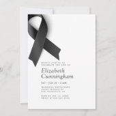 Memorial Funeral Modern Eenvoudig Zwart Lint Kaart (Voorkant)