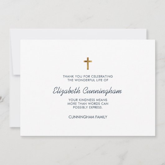 Memorial Funeral Modern en Simple Cross Bedankkaart (Voorkant)