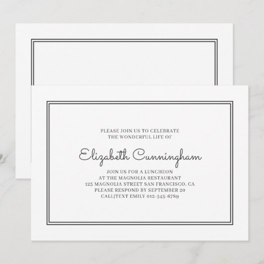 Memorial Funeral Modern en Simple Elegant Kaart (Voorkant / Achterkant)