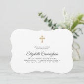 Memorial Funeral Modern met Faux Gold Cross Kaart (Staand voorkant)