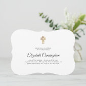 Memorial Funeral Modern met Faux Gold Cross Kaart (Staand voorkant)