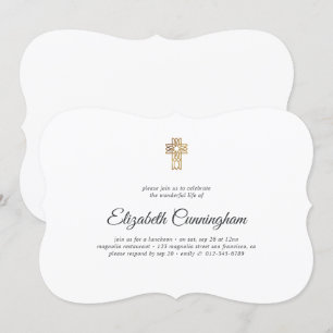Memorial Funeral Modern met Faux Gold Cross Kaart