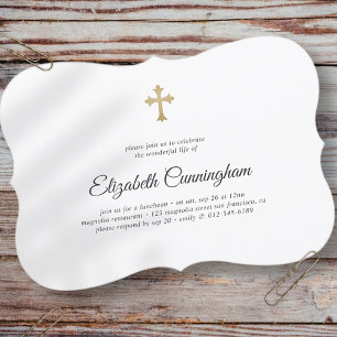 Memorial Funeral Modern met Faux Gold Cross Kaart