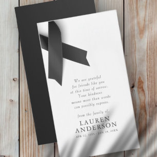 Memorial Funeral Modern Simple Chic Black Ribbon