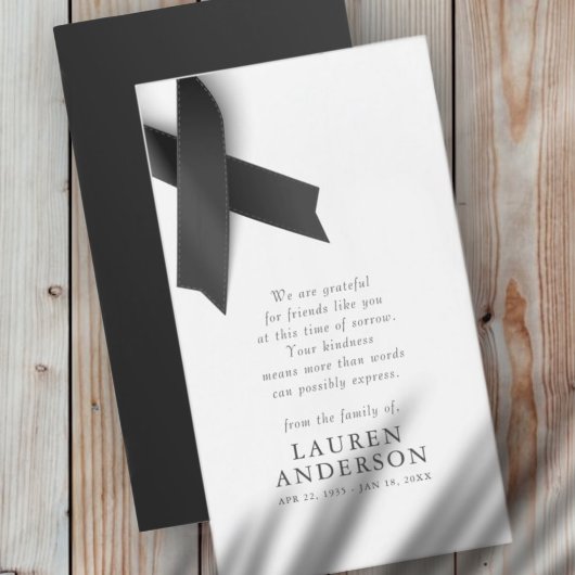 Memorial Funeral Modern Simple Chic Black Ribbon