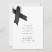 Memorial Funeral Modern Simple Chic Black Ribbon Bedankkaart (Voorkant)