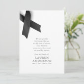 Memorial Funeral Modern Simple Chic Black Ribbon Bedankkaart (Staand voorkant)