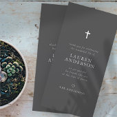 Memorial Funeral Modern Simple Chic Cross Bedankkaart