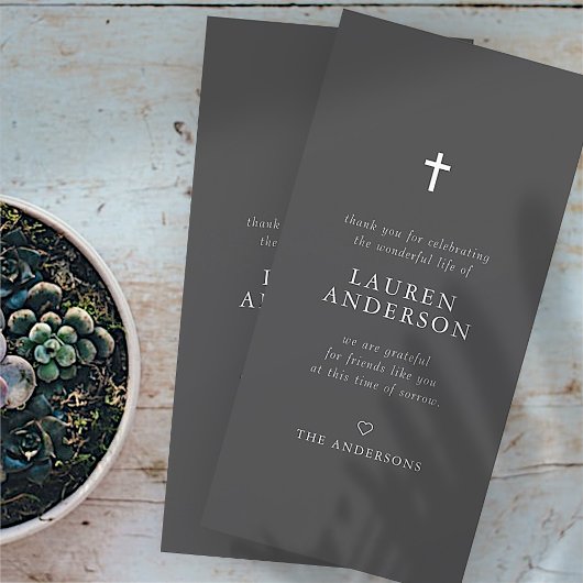 Memorial Funeral Modern Simple Chic Cross Bedankkaart