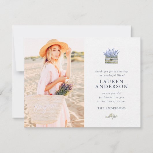 Memorial Funeral Modern Simple Chic Floral Flowers Bedankkaart (Voorkant)