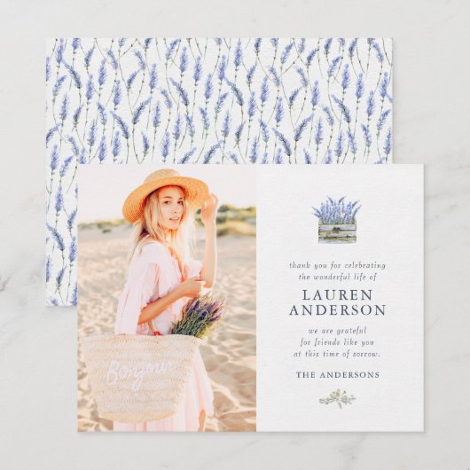 Memorial Funeral Modern Simple Chic Floral Flowers Bedankkaart (Voorkant / Achterkant)