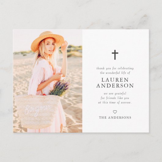 Memorial Funeral Modern Simple Chic Gold Cross Briefkaart (Voorkant)