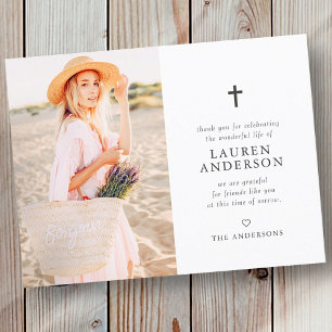 Memorial Funeral Modern Simple Chic Gold Cross Briefkaart