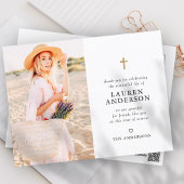 Memorial Funeral Modern Simple Chic Gold Cross Briefkaart