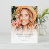 Memorial Funeral Modern Simple Cursive Photo Bedankkaart (Staand voorkant)