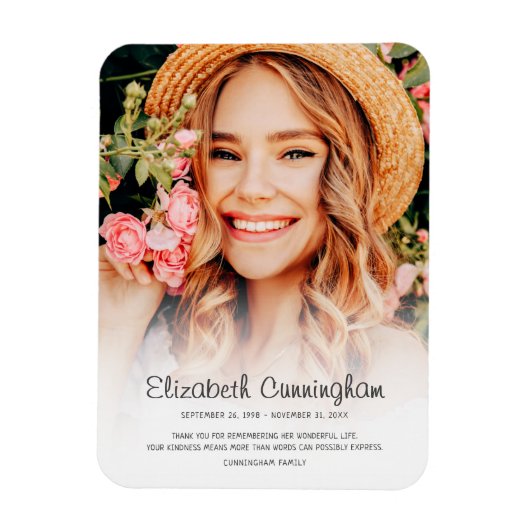 Memorial Funeral Modern Simple Cursive Photo Magneet (Verticaal)