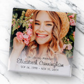 Memorial Funeral Modern Simple Cursive Photo Vierkante Button 5,1 Cm