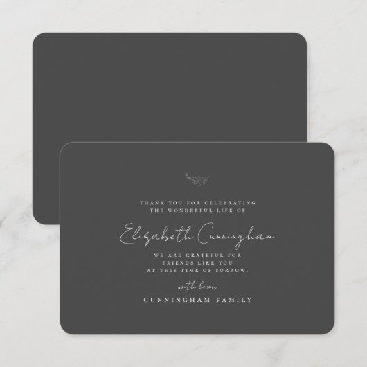 Memorial Funeral Modern Simple Elegant Chic Bedankkaart (Voorkant / Achterkant)