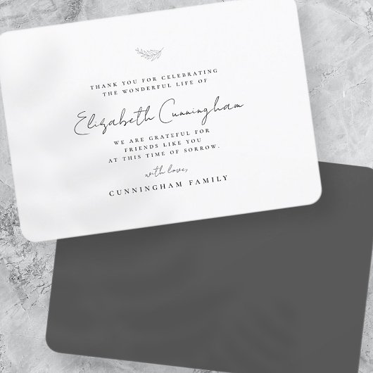 Memorial Funeral Modern Simple Elegant Chic Bedankkaart