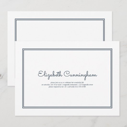 Memorial Funeral Modern Simple Elegant Kaart (Voorkant / Achterkant)