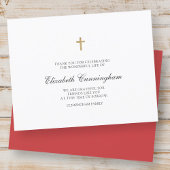 Memorial Funeral Modern Simple Gold Cross Bedankkaart