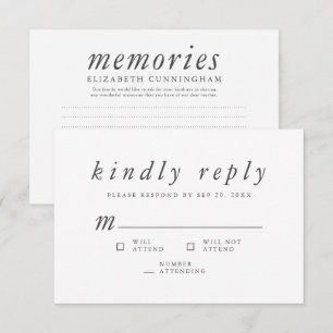Memorial Funeral Modern Simple Memories Beantwoord RSVP Kaartje